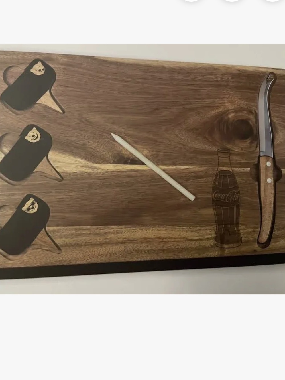 Retro Coca-Cola in a Modern Acacia Cheese Board Set